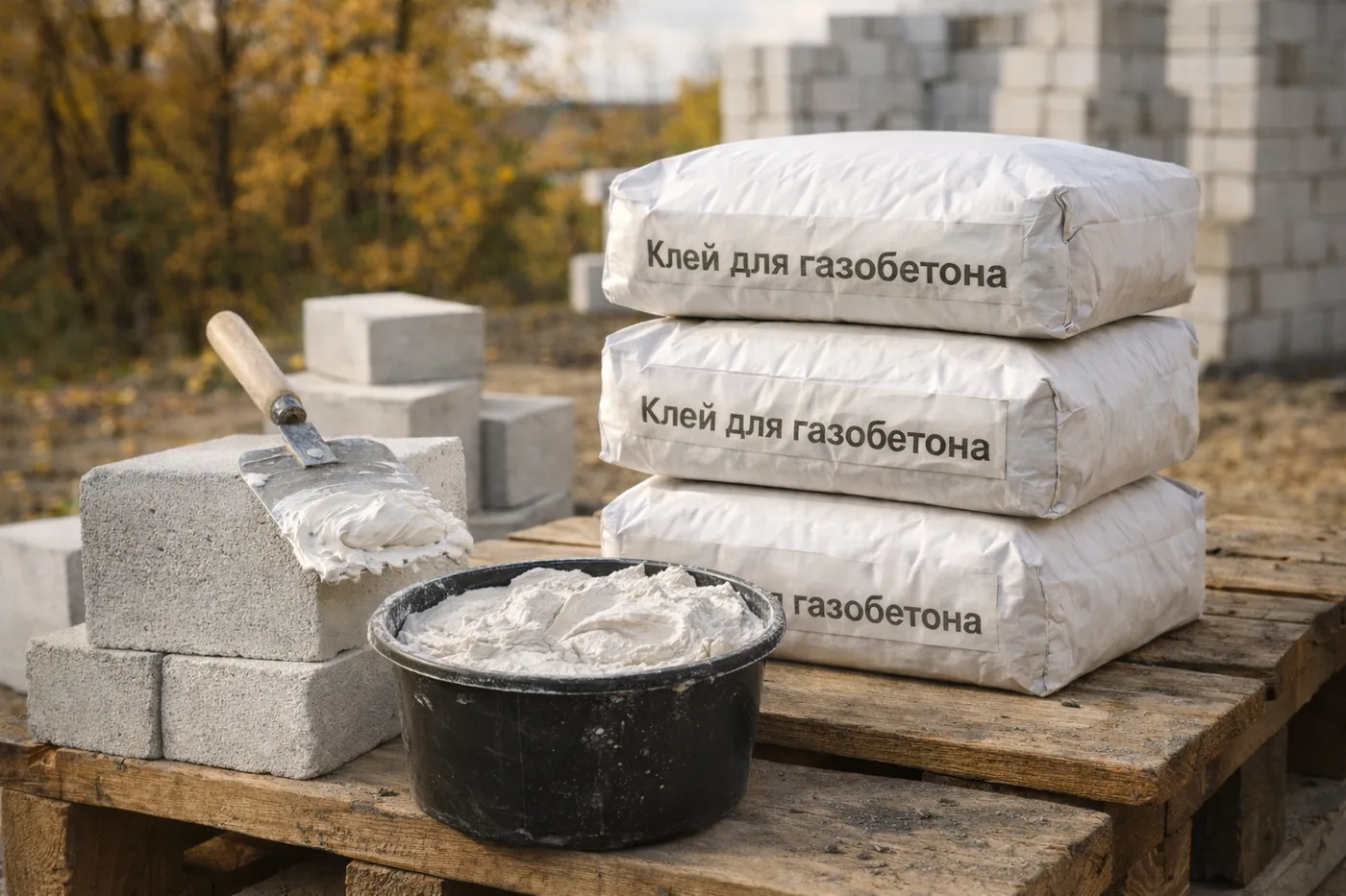 Клей для газобетона — летний и зимний, мешки 25 кг